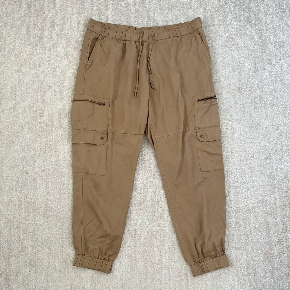 Banana Republic Factory Tencel Cargo Pull On Joggers Pants XL Tan